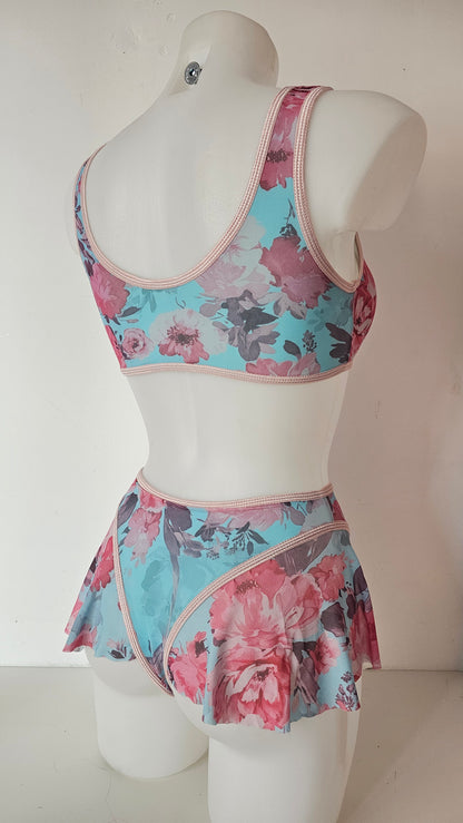 Completo elettra telli vi rouches flake blue flower