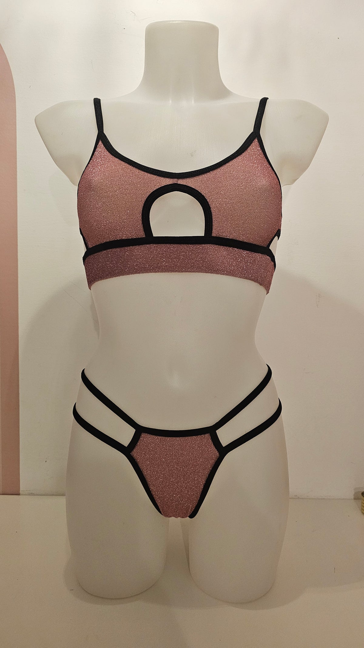 Completo summer roma lurex rosa nero