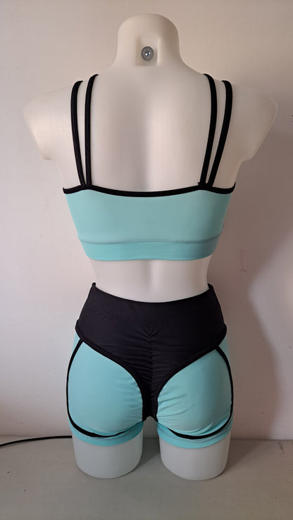 Completo yoga booty azzurro nero