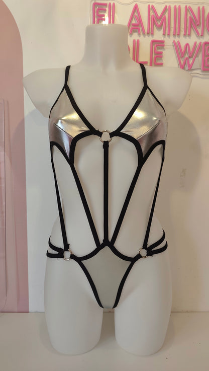 Body fake metal argento (sample)