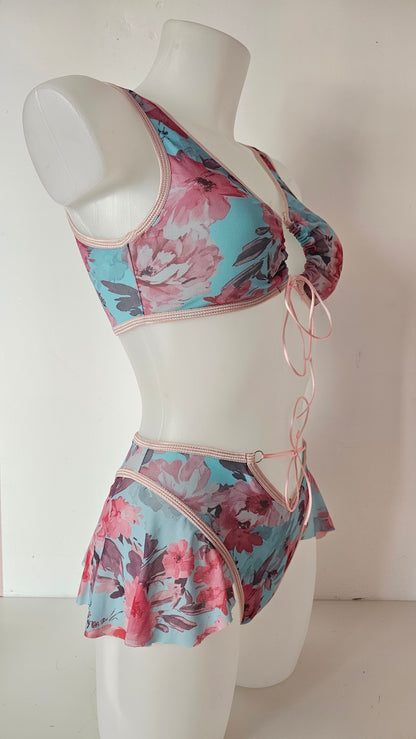Completo elettra telli vi rouches flake blue flower