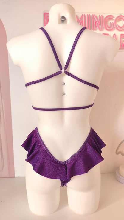 Completo liv patch slip bikini string c volant viola