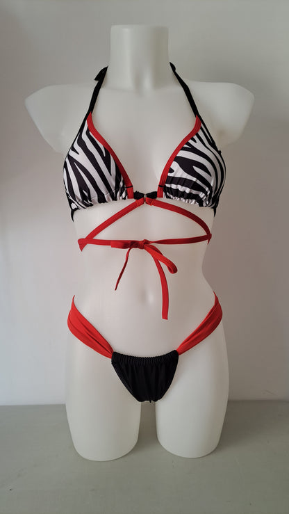 Completo bikini liv slip coco zebra rosso - Flamingo pole wear