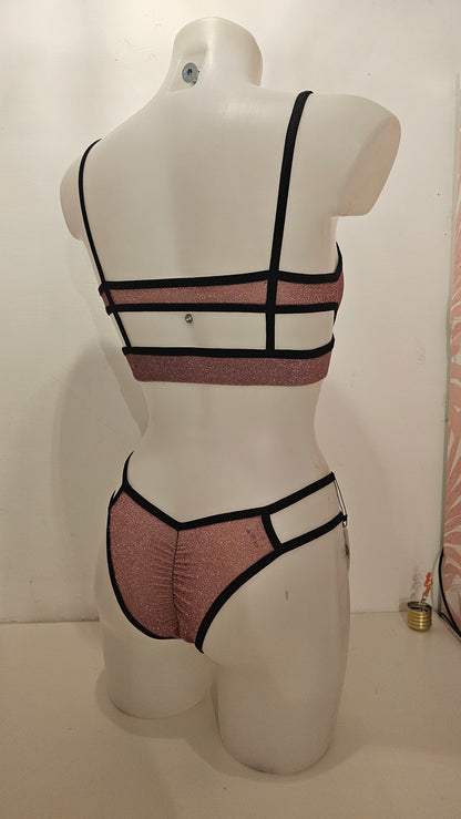 Completo summer roma lurex rosa nero