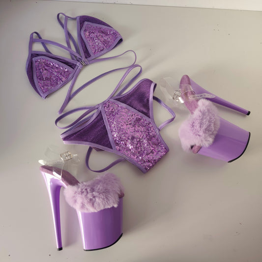 Completo liv slip harness patch pailettes lilla (sample)