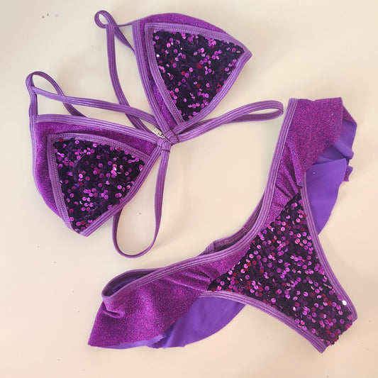 Completo liv patch slip bikini string c volant viola (sample)