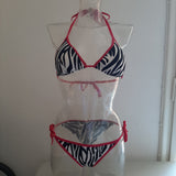 Completo bikini laccetti zebra / fucsia