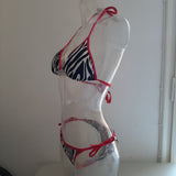 Completo bikini laccetti zebra / fucsia