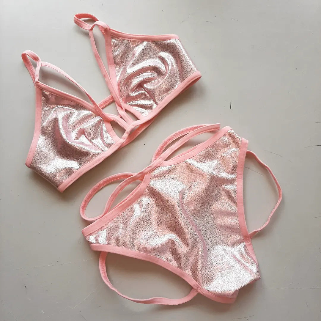 Completo high cut harness rosa foil / rosa - Flamingo pole wear